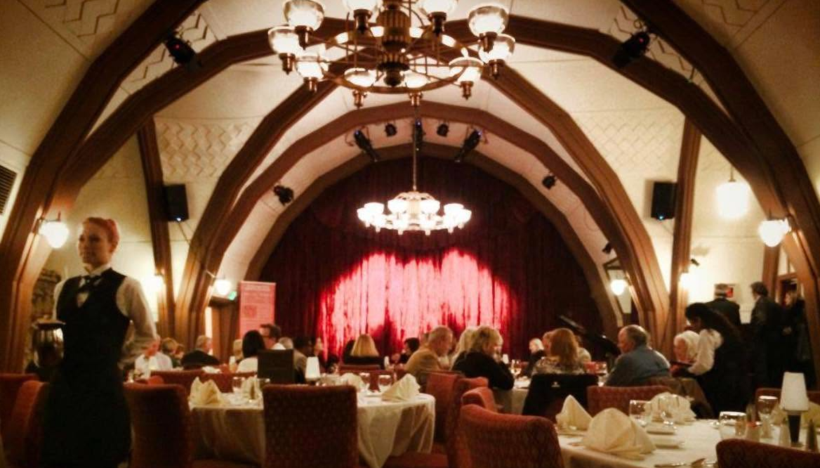 View from the back of the Tudor House toward the front and stage